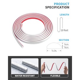 Art3d 10 Ft Peel and Stick Trim for Backsplash Tile Edge, Self-Adhesive Liner for Corner Decor in Silver