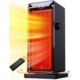 Space Heater, SANVINDER 1500W Portable Heater for Bedroom, ECO Thermostat 90° Oscillating, 24 hours timer, Fast Heating Electric Heater with Remote, Overheat Protection, LED Display for Bedroom Office