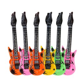 TOYANDONA 6 Pack Inflatable Guitar Rock Star Guitar Set, 36 Inch Inflatable Electric Guitar, Rock and Roll Party Favor for Karaoke Decor, Adults Kids Birthday Party and Photo Booth Props