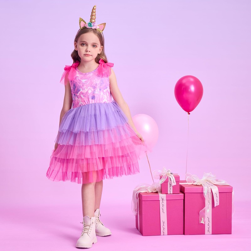 DXTON Toddler Girls Tutu Dresses Short Sleeve Spring Summer Tulle