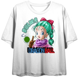Dragon Ball Classic Bulma Character Women's White Crop Tee-Large