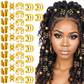 Ymapinc 40Pcs Hair Cuffs for Braids, Gold Hair Jewelry for Braid Accessories Golden Loc Jewelry Clips Metal Dreadlock Braided Charms Decoration for Women Girls Non-Piercing Ear Clips
