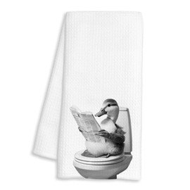BAYOGITA Funny Newspaper Duck Bathroom Hand Towels, Gifts for Duck Lovers Women Men Decorative Hand Towels for Bathroom Washroom Restroom Decor, 16x24 Inch