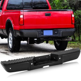 Rear Step Bumper Assembly Compatible with 2008-2016 Ford F-250 F-350 F-450 Super Duty W/Parking Sensor Holes Black Back Bumper