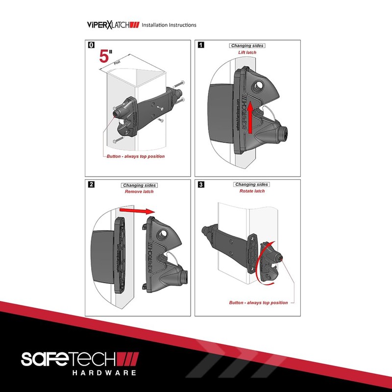 Safetech Hardware ViperX5-5 Two-Sided Gate Latch | Wrap Around Design