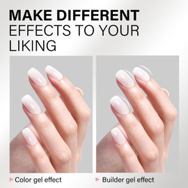 AILLSA Builder Gel for Nails Milky White 7 In 1 Hard Gel Polish for Nail Thickening Nude Strengthener Gel Nail Polish Light Color Extension U V Gel for Nail Art Base Coat Needed 0.51 Oz GB08