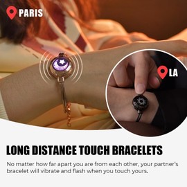 TOTWOO Long Distance Touch Bracelets for Couples, Light Up and Vibration Couples Smart Love Bracelet Long Distance Relationship Gifts by Bluetooth Pairing Jewelry