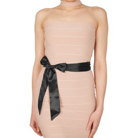 BlackButterfly Bridal Wedding Bridesmaid Satin Sash Belt (Black, 15 CM X 250 CM)