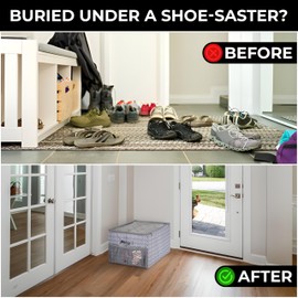 ALCOVA Shoe Organizer for Closet, Sandal Organizer with Mesh Pocket, Shoe Storage Box w/Adjustable Dividers, And Clear Lid Cover, Organizador de zapatos, Shoe Storage Closet Fits up to 8-16 Pairs