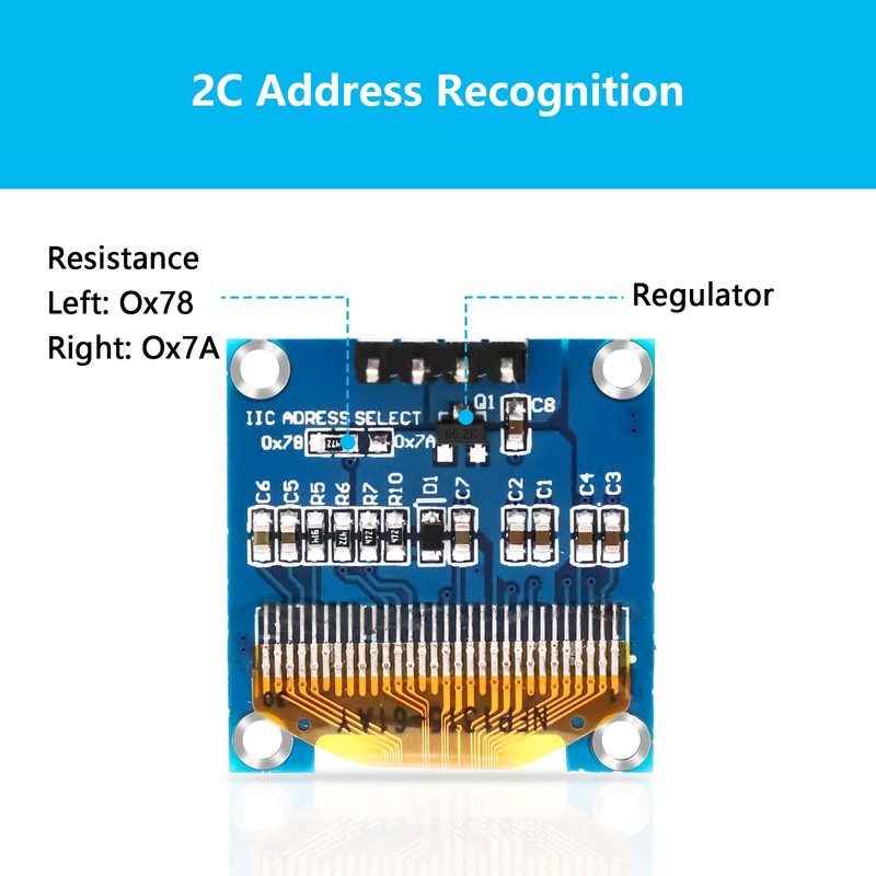 QIQIAZI 0.96 Inch OLED Display I2C Module, 5 Pieces I2C