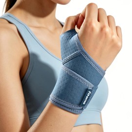 Fitomo Wrist Support with Soft-Touch Fabric, Breathable Compression Wrist Brace for Typing, Sport, Daily Wear, Adjustable Wrist Strap for Mild Carpal Tunnel, Tendonitis, Arthritis & Sprains, S/M