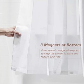 Felisa Felisa 60" Width x 78" Length Stall Fabric Shower Curtain Liner with 3 Magnets,Waterproof & Hotel Quality Shower Stall Curtain Liner for Bathroom,Soft Cloth,Machine Washable,White