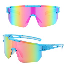 Hshenjhu Sports Sunglasses, UV400 Protection Cycling Glasses, Polarised Sunglasses, Men's Cycling Glasses, Windproof Cycling Glasses, Unisex Sports Style Cycling Glasses, for Running, Baseball, MTB