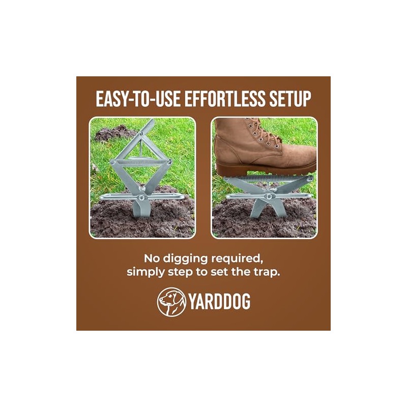 YARDDOG Mole Scissor Trap, Step-to-Set Ground Trap, Easy-to-Use Scissor Style