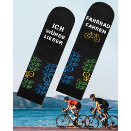 Gemtte Bicycle Socks Gifts for Cyclists, Socks with Saying Ich Würde Lieber Fahrrad Fahren, Cycling Socks for Men, Friend, Brother, Boys