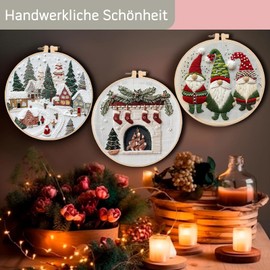 QUANMAITONG Embroidery Set Adults, Embroidery Set Christmas Embroidery Set for Beginners Embroidery Kit Embroidery Set, Stick And Poke Set Embroidery Pictures Embroidery Hoop DIY Set, Cross Stitch Set