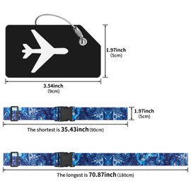 ZOUIQSS 2 Pack Adjustable Luggage Straps,Heavy Duty Suitcase Belts,Luggage Tag Travel Packing Straps with Quick Release Buckle(Colorful Blue Starry Sky)