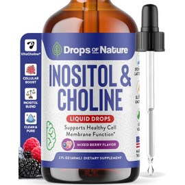 Drops Of Nature Gotas líquidas de inositol y colina: veganas, sin OGM, fáciles de tomar, suplemento de inositol de absorción mejorada, vitaminas prenatales para mujeres, que apoyan la salud celular.