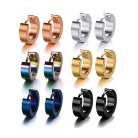 Xhuan Pair of 316L Stainless Steel Hoop Earrings for Men Women Huggie Ear Piercing Set, Stainless Steel