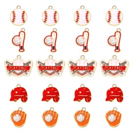 20PCS Sports Charms Enamel Basketball Baseball Pendant Charms for Jewelry Making Rhinestone Ball Game Softball Charms for Necklace Bracelet Earrings DIY Crafts