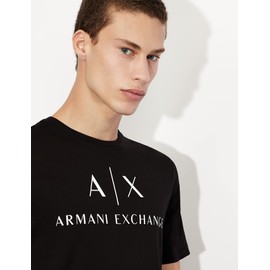 A|X ARMANI EXCHANGE mens Classic Crew Logo T-shirt T Shirt, Black, X-Small US