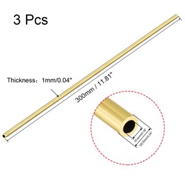 sourcing map Brass Round Tube, 300mm Length 6mm OD 1mm Wall Thickness, Seamless Straight Pipe Tubing 3 Pcs