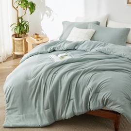 Bedsure Twin/Twin XL Comforter Set Dorm Bedding - Sage Green Twin Bedding Set for College, Soft Cationic Dyed Bed Set for All Seasons, 2 Pieces, 1 Comforter (68"x88") and 1 Pillow Sham (20"x26"+2")