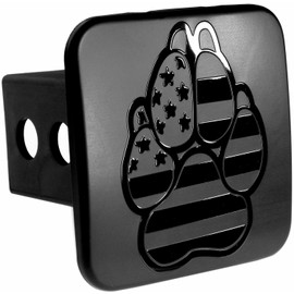 eVerHitch USA Flag Dog Paw K9 Unit Tube Plug Hitch Cover (Black, Fits 2" Receiver)