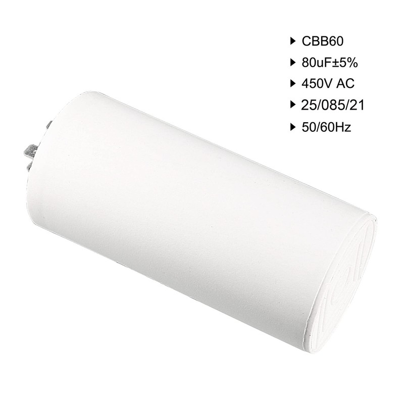 uxcell CBB60 Run Capacitor 80uF 450V AC Double Insert 50/60Hz