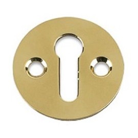 Carlisle Brass Victorian Standard Profile Keyhole OPEN Lock Cover Plate Escutcheon 32mm + Screws (Polished Brass)