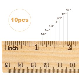 AIEX 10pcs Wooden Rulers with 2 Precise Scales, Single Printed Wooden Rulers Bulk for School Classroom Home Office Crafts, 20cm
