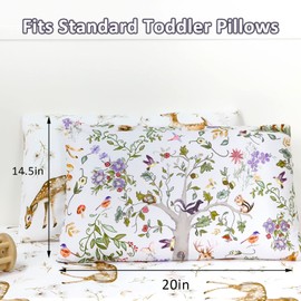 CARUILI 2 Pack Toddler Pillowcases Fit 14 x19, 14 x 20 Iches Kids Pillow, Soft & Breathable Small Pillow Cases for Kids Boys Girls, Envelope Closure Travel Pillow Cover, Woodland Animal