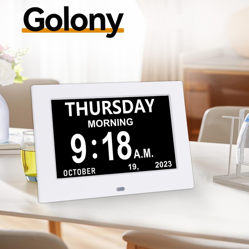 Golony 7 inch Large Digital Day Dementia Clock for Seniors,