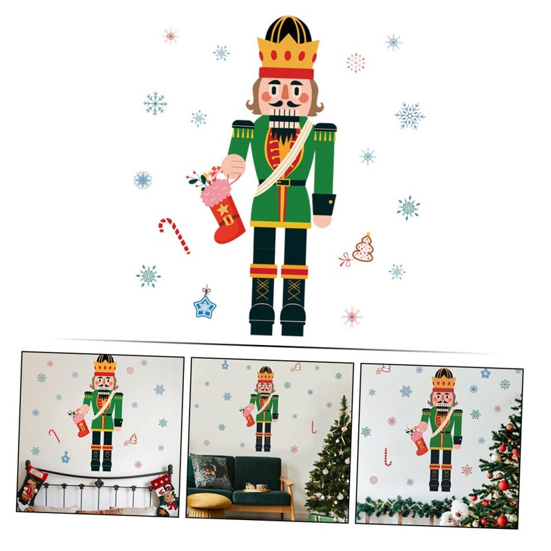 Alipis Window Decorative Sticker Nutcracker Window Sticker Christmas Glass Decal