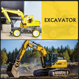 Microworld 3D Metal Puzzles Excavator Model Kits, DIY Puzzles for Kids Boys Teens, Educational 3D Puzzle Model Kits Creative Christmas/Birthday Gifts, Parent-Child Intercation Construction Set 502 Pcs