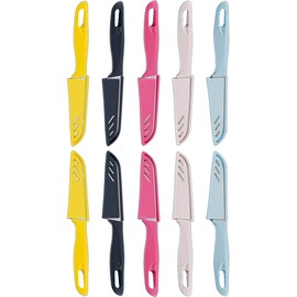 20-Piece Super Value Paring Knife Set - 10 Ultra-Sharp German Steel Fruit & Vegetable Knives with 10 Sheaths, PP Plastic Ergonomic Handle, Dishwasher Safe, Multi-Color Small Kitchen Peeling Knives.