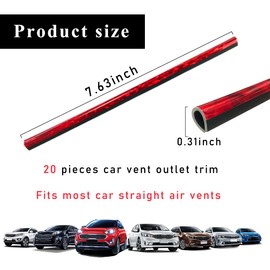 Yourkar 20 PCS Car Air Conditioner Decoration Strip, Flexible Air Vent Outlet Trim Decoration, Waterproof Decorative Trim for Air Vent Outlet for Most Vehicles, Car Accessories (Red)