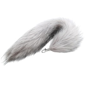 MARUHADO Animal Fluffy Tail Gal Tail Keychain Fur Cosplay Fox Butt Charm Foxtail Light Gray