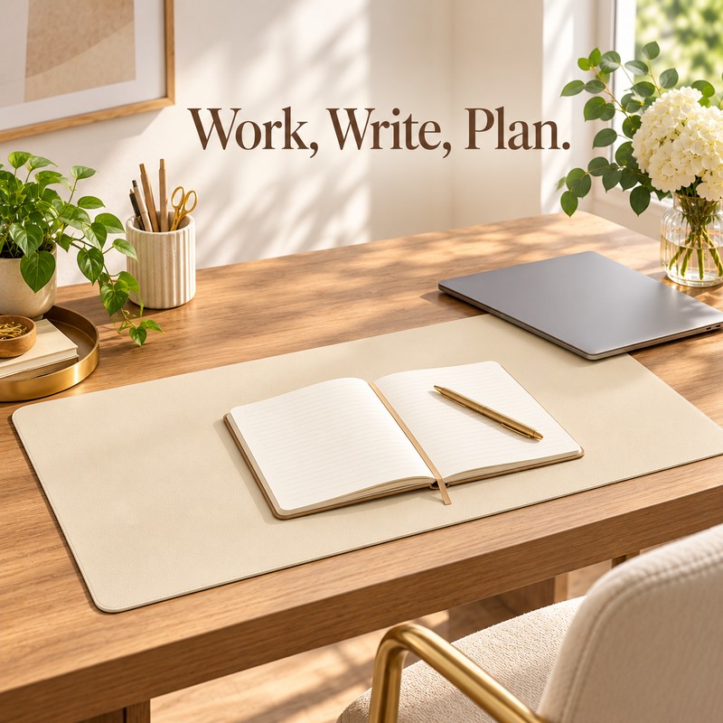 PU Leather Desk Pad for Writing and Mouse Use –