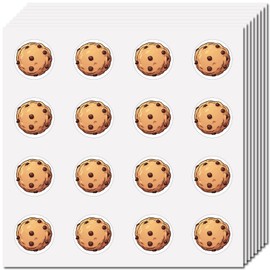 CREATCABIN 128Pcs Cookies Stickers Snack Vinyl Decal Self-Adhesive Waterproof Planner Sticker Round Bulk Brown Stickers for Water Bottles Laptop Luggage Cup Computer Mobile Phone Skateboard 2.5x2.5cm