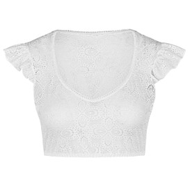 Nina von C. Laila 48468360 Lace Dirndl Blouse with Wing Arm, White