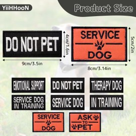 8 Pcs Service Dog Patches, 2 Size Dog Harness Patches, Detachable Service Dog Tags Hook And Loop Patch Do Not Pet Patches In Training Dog Vest Patch Morale Patches for Collar Leash