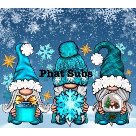 Unbranded 20oz Sublimation Tumbler Wrap Blue Christmas Gnomes Ready To Press Heat Transfer