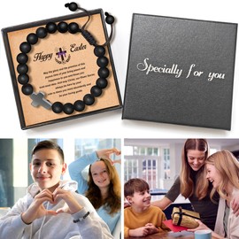OUXUNX OUXUNX Teen Easter basket stuffers for kids boys teens adults men cross bracelets Christian Cool Easter gifts for teens boys adults teenager teen easter basket stuffers for men