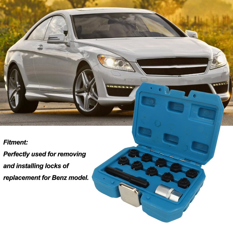 12pcs Wheel Locking Nut Key Kit Rustproof Anti Theft Lug