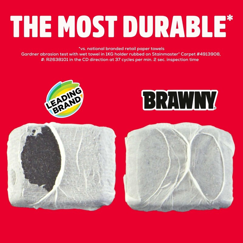 Brawny Tear-A-Square 3-Ply Paper Towels, 6 Double Rolls = 12