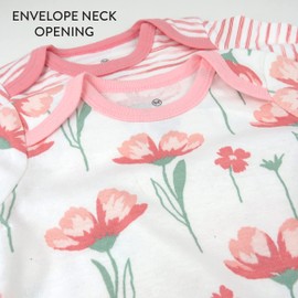 HonestBaby Baby 2-Pack Sleeper Gowns Layette Sets 100% Organic Cotton for Newborn Boys, Girls, Unisex, Strawberry Pink Floral, 0-6 Months