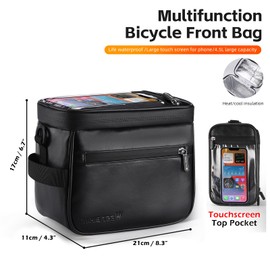 BAIGIO Bike Handlebar Bag with Touchscreen - Waterproof Bicycle Front Basket Cycling Accessory Storage Pack Small Shoulder Bag Insulated Lunch Bag with Removable Shoulder Strap