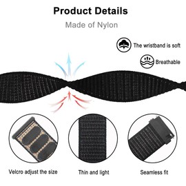 Niboow 2 Pack 22mm Strap Compatible with Garmin Forerunner 265/255/255 Music, Soft Nylon Watch Band for Garmin vivoactive 4/Venu 2/Active - Black+Blue