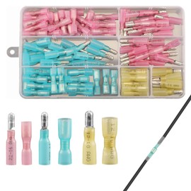 Crimp Connectors 110 Pcs Heat Shrink Connectors Bullet Connector Waterproof 10-26 Awg Butt Splice Electrical Wire Connector Kit